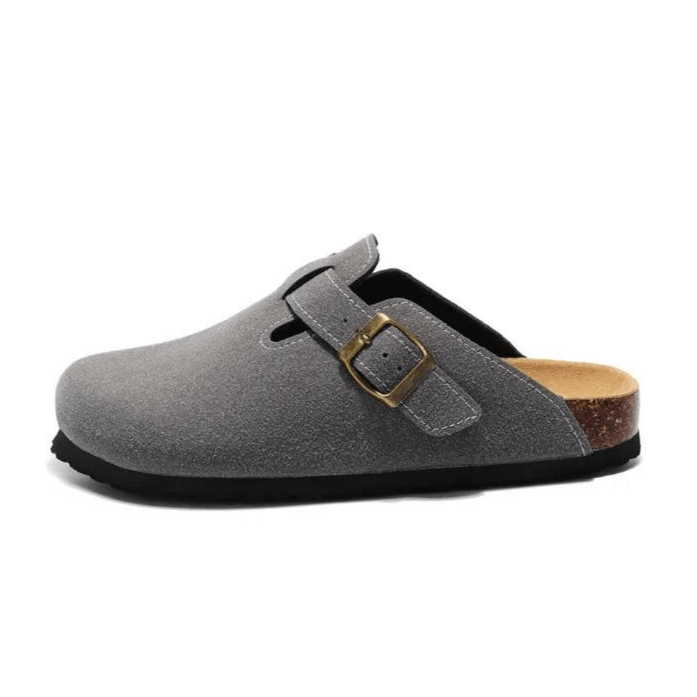 Clog dark grey footwear with European design featuring exceptional comfort, versatile styling and premium craftsmanship for sophisticated everyday wear