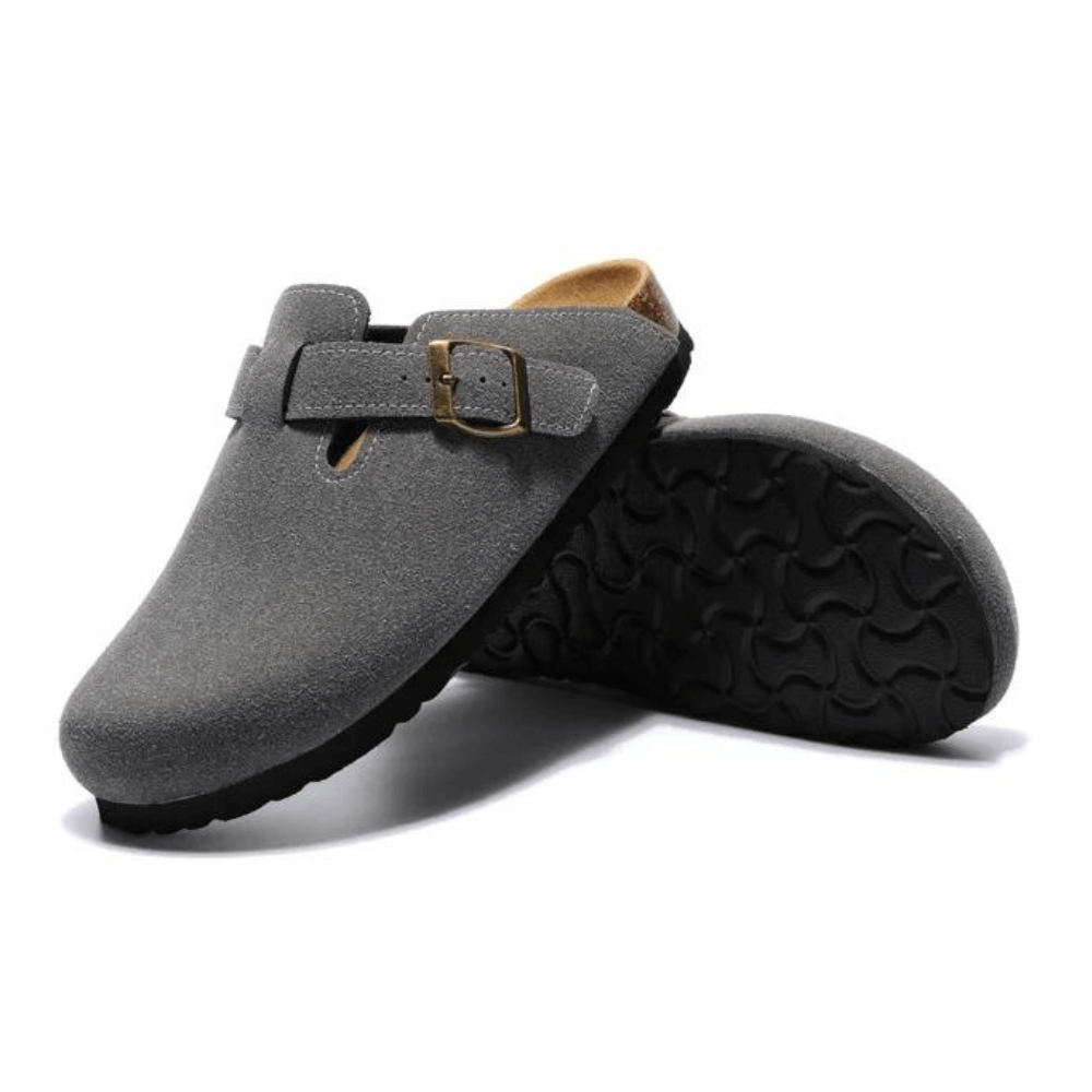 Clog dark grey footwear with European design featuring exceptional comfort, versatile styling and premium craftsmanship for sophisticated everyday wear