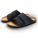 Salerno navy blue leather sandal with European design featuring exceptional comfort, elegant straps and premium craftsmanship for sophisticated everyday wear