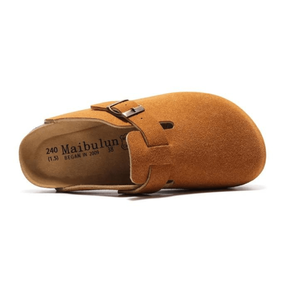 Clog caramel footwear with European design featuring exceptional comfort, versatile styling and premium craftsmanship for sophisticated everyday wear