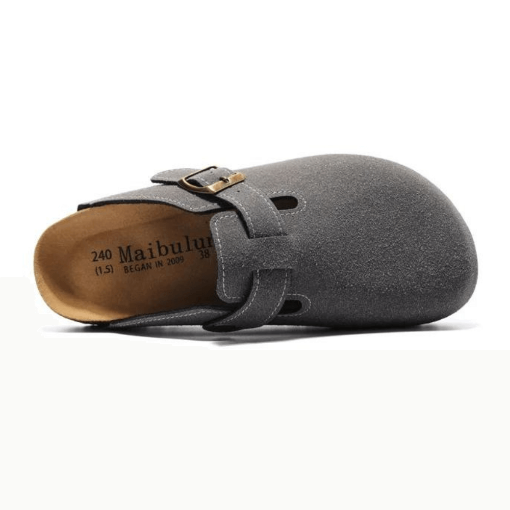 Clog dark grey footwear with European design featuring exceptional comfort, versatile styling and premium craftsmanship for sophisticated everyday wear