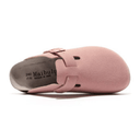 Clog pink footwear with European design featuring exceptional comfort, versatile styling and premium craftsmanship for sophisticated everyday wear