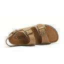 Amalfi light brown leather sandal with European design featuring exceptional comfort, elegant triple straps and premium craftsmanship for sophisticated everyday wear