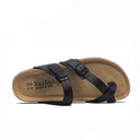 Milari black leather sandal with European design featuring exceptional comfort, elegant straps and premium craftsmanship for sophisticated everyday wear